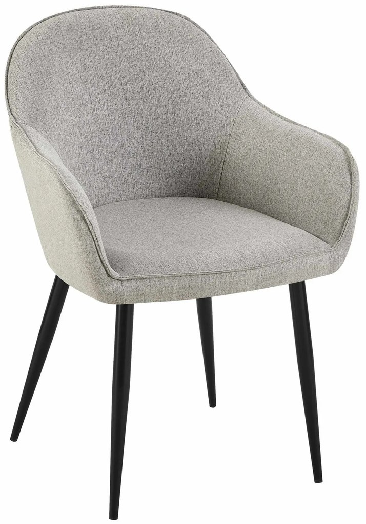 Stolička s podrúčkami Boise - látka, nohy čierny kov - Sivá