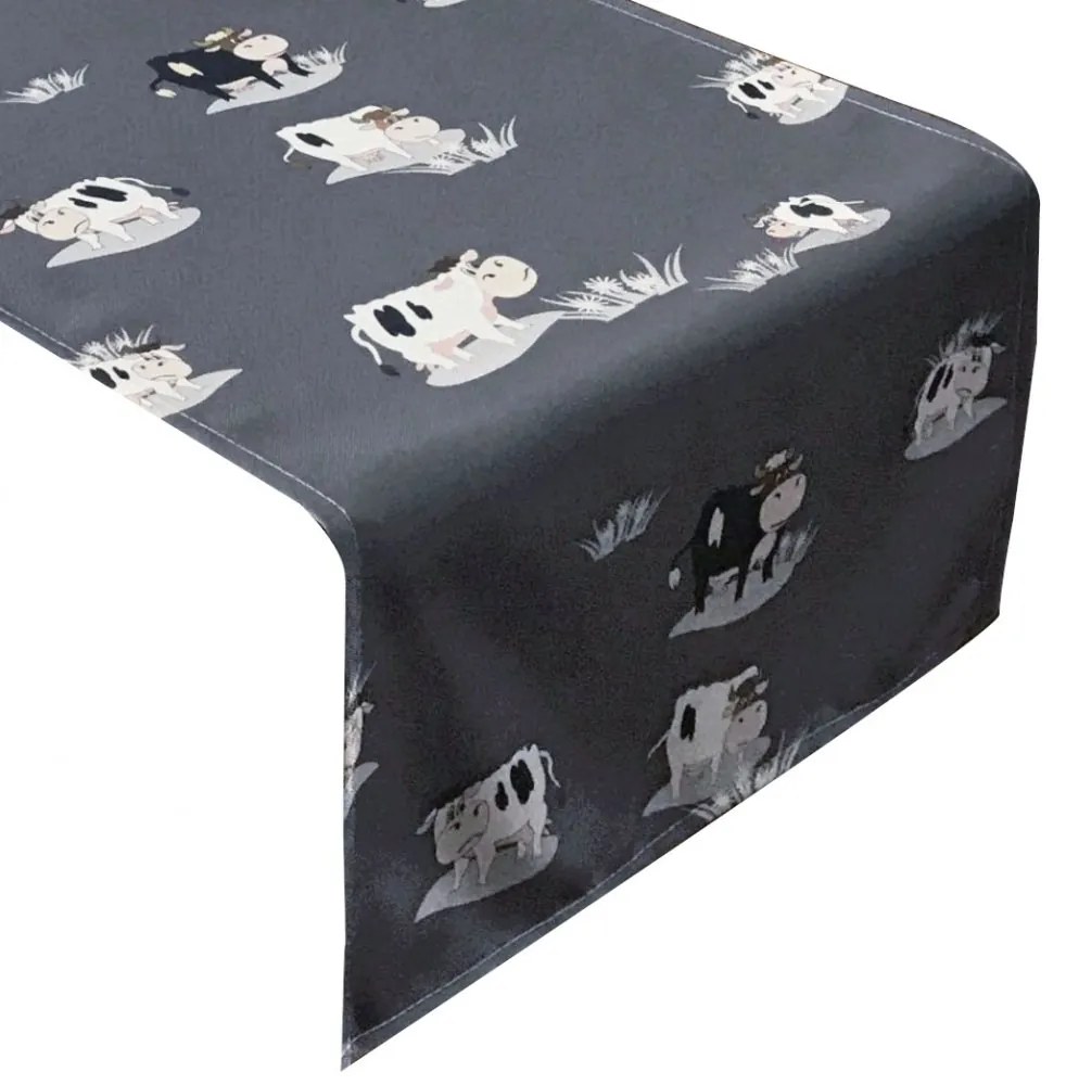 Sivý behúň s motívom kravičiek Šírka: 40 cm | Dĺžka: 90 cm
