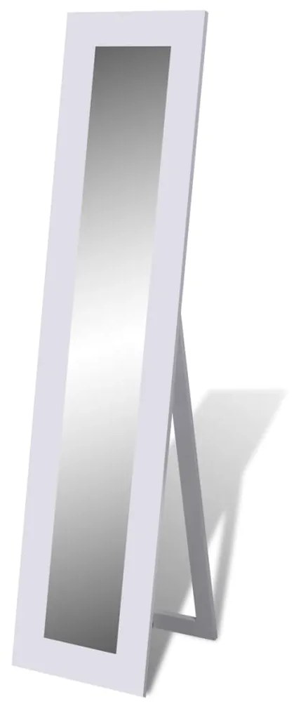 vidaXL Voľne stojace podlahové obdĺžnikové zrkadlo biela farba