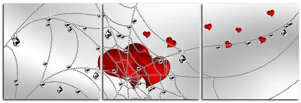 Obraz na plátne - Srdce v striebornej pavučine - panoráma 578B (120x40 cm)