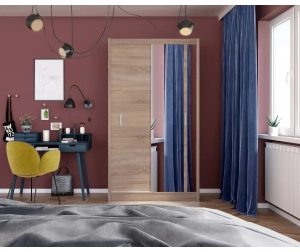 Šatní skriňa so zrkadlom SABRINA 120x215 cm dub sonoma