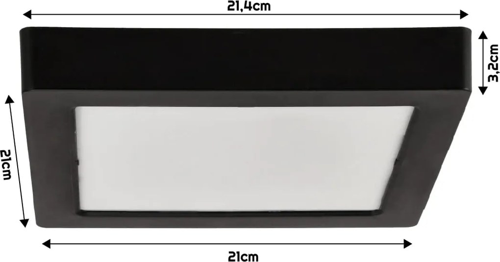 BERGE Štvorcový LED panel prisadený - čierny - 18W - PC - neutrálna biela