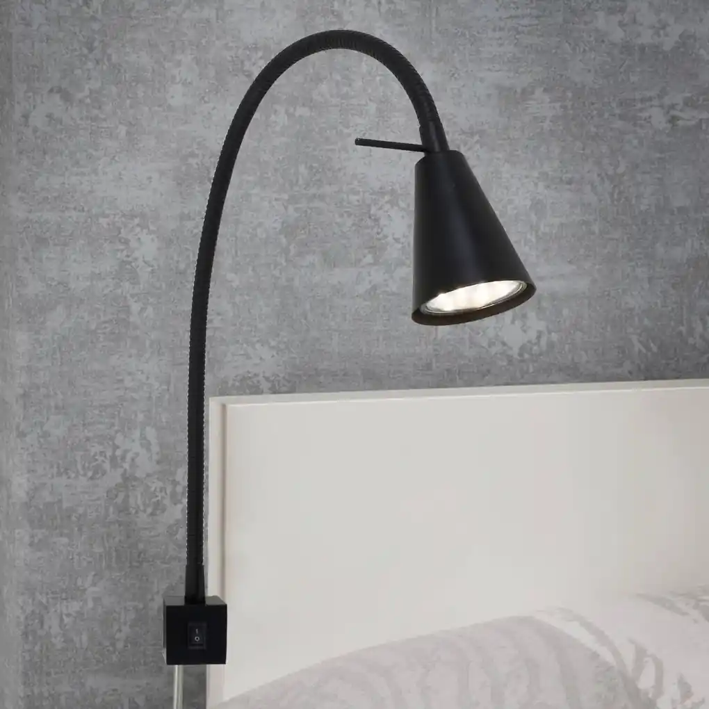 LED nástenná lampa 2080, montáž na posteľ, čierna | BIANO