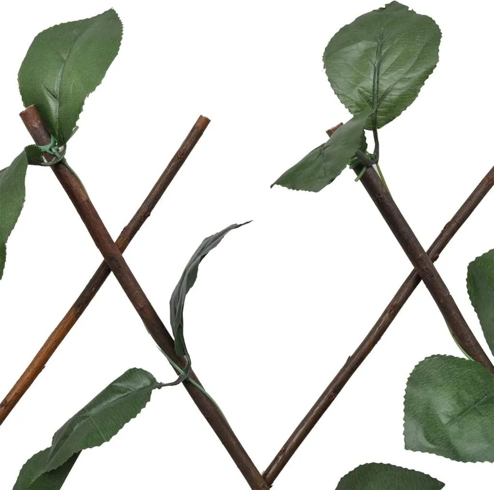 Mriežkový plot z vŕbového prútia 5 ks s umelým lístím 180x30 cm