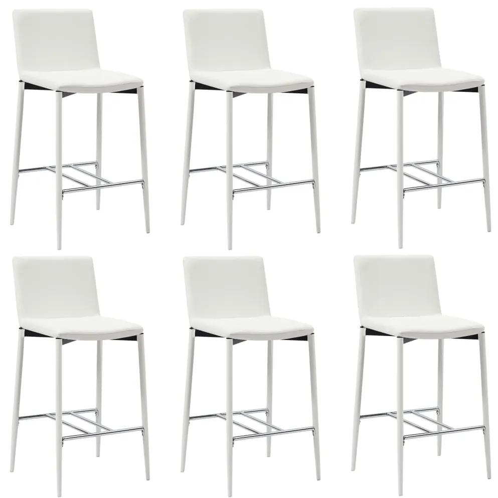 vidaXL Barové stoličky 6 ks, biele, umelá koža