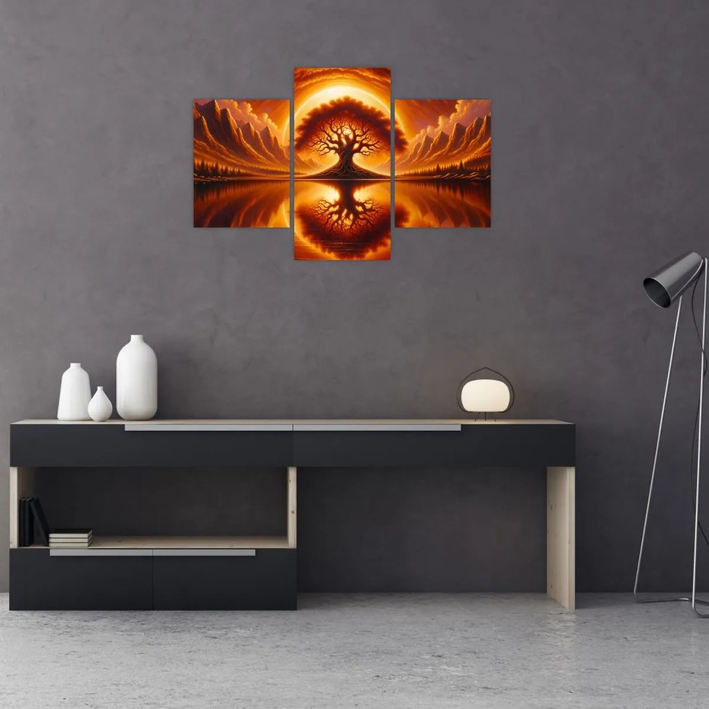 Obraz – Strom v krvavom slnku (90x60 cm)