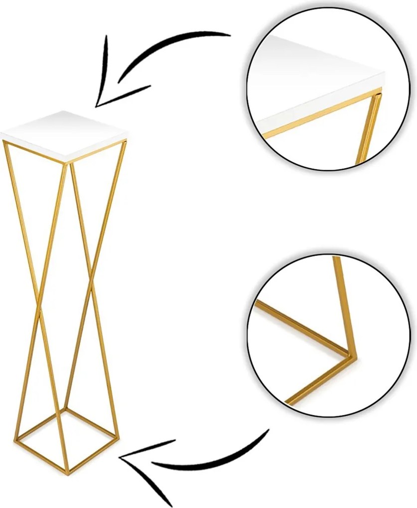 STOJAN NA KVETINÁČ LOFT6 100X24X24 CM ZLATÁ/BIELA