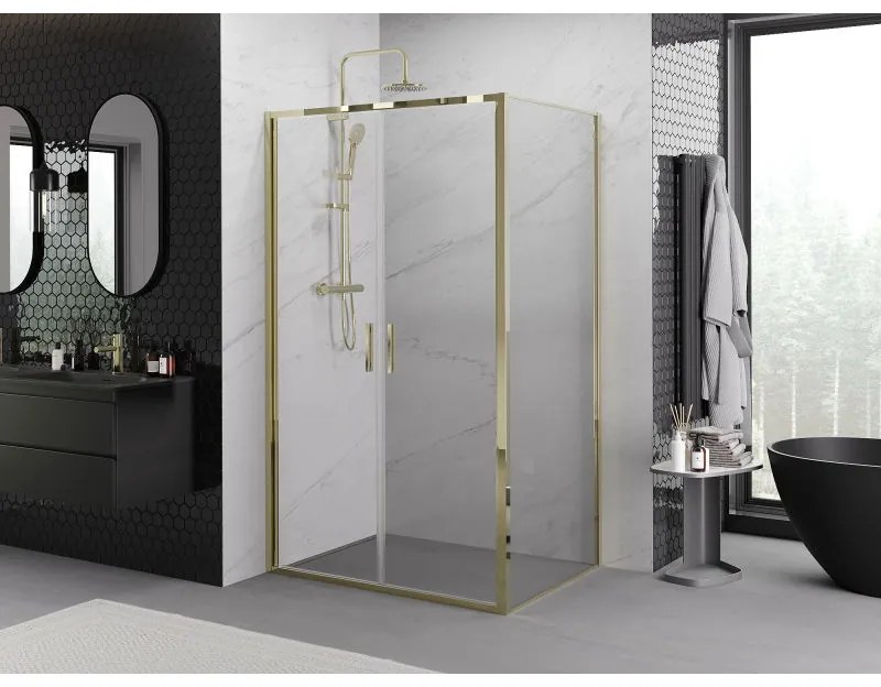 Mexen Exo, výklopný sprchový kút 90 x 95 cm, číre sklo, zlatá, 814-090-095-50-00