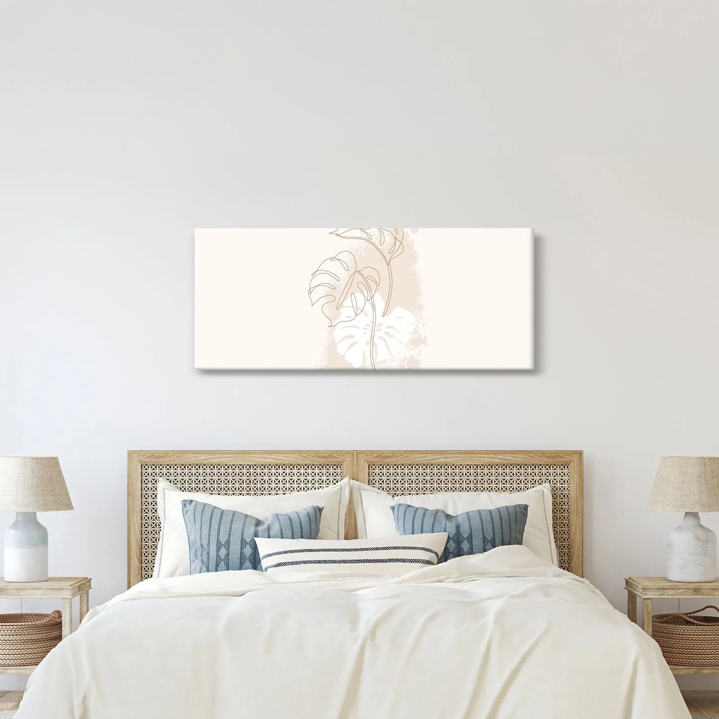 Obraz - Line art monstera N⁰1 (120x50 cm)