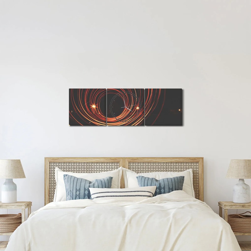 Obraz abstraktných liniek (s hodinami) (90x30 cm)