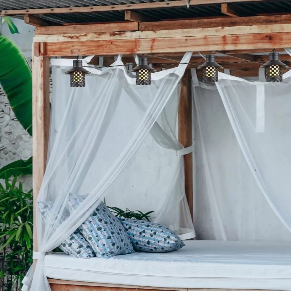 RABALUX 77003 Ximpu solárne svietidlo dekoratívne - reťaz s lampášmi LED 4800mm 0,1W/5lm 2700K IP44 čierna, biela, súmrakový senzor