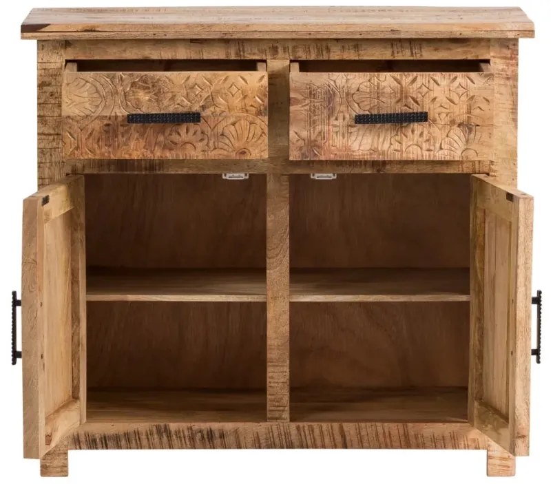 furniture-nabytek.cz - Masivní komoda Bombaj z mangového dřeva, lakovaná, hnědá – 90×42×80 cm