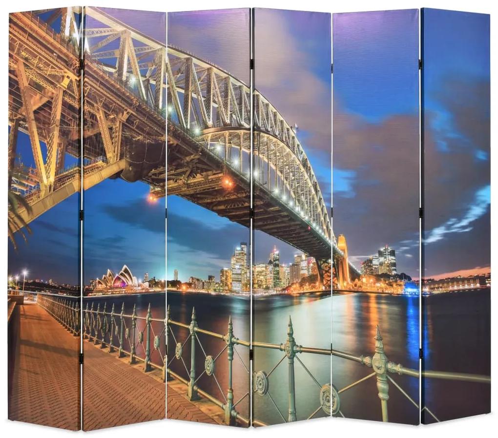 vidaXL Skladací paraván, 228x170 cm potlač s mostom v Sydney