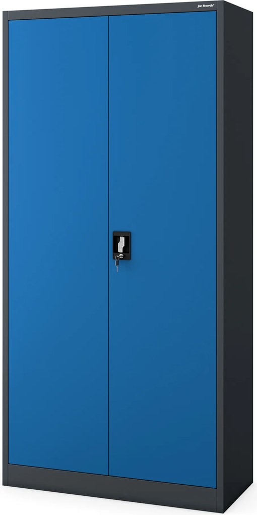 Uzamykateľná upratovacia skriňa DAWID 900 x 1850 x 450 mm, antracitovo-modrá