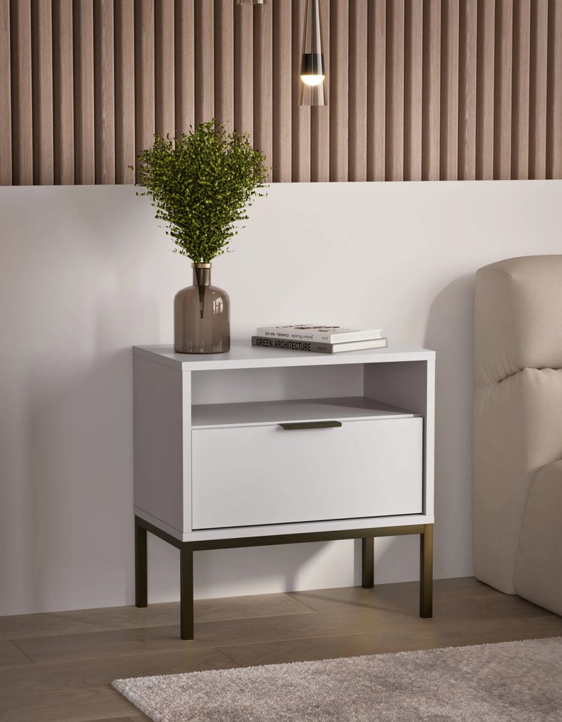 Nočný stolík Austin biely/čierny