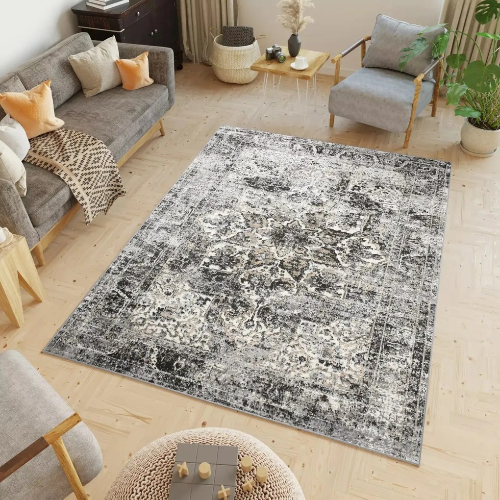 TA Koberec D167A SH_D_GRAY SH_ANTHRACITE VALLEY Rozmer: 140x200 cm