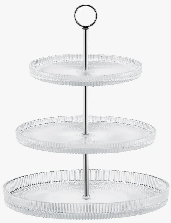 Trojposchodový etažér Curly z drážkovaného skla