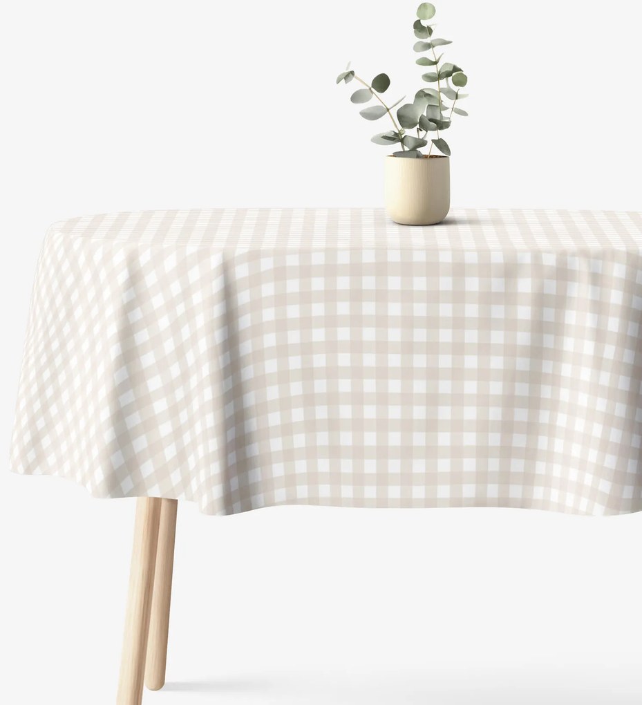 Goldea oválny obrus 100% bavlnené plátno - latte kocky 140 x 180 cm