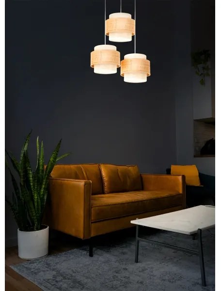 Luster na lane BOHO 3xE27/60W/230V juta/krémová