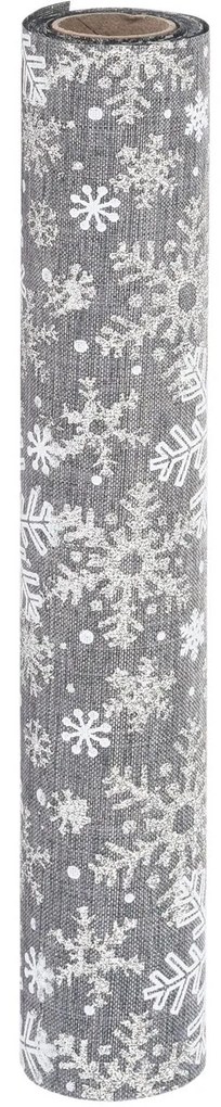 Dekoratívna látka Big snowflakes sivá, 21 x 250 cm
