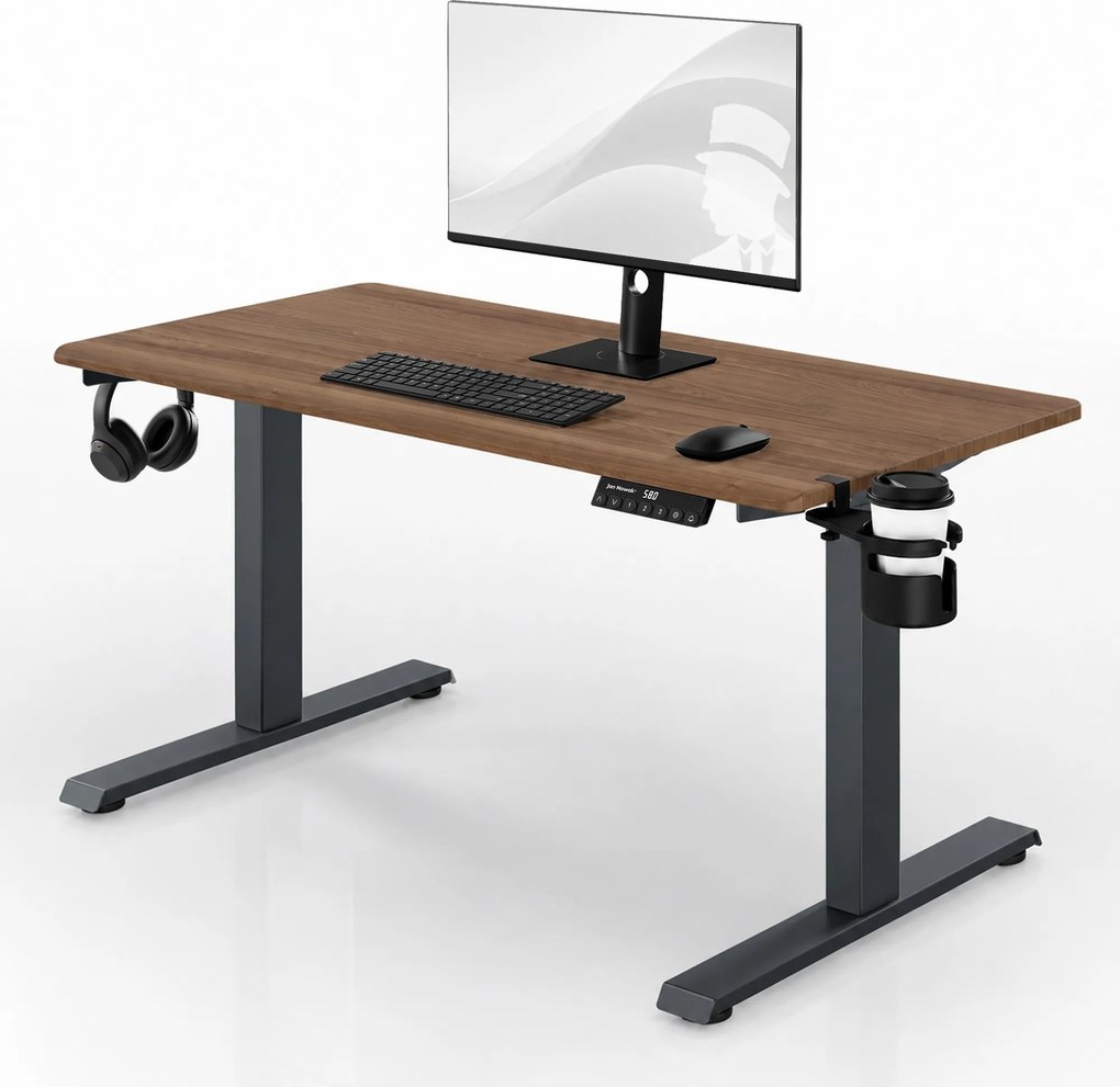 Elektrický stôl s reguláciou výšky ergonomický antracitový/orech,1200x600 mm: ARIA