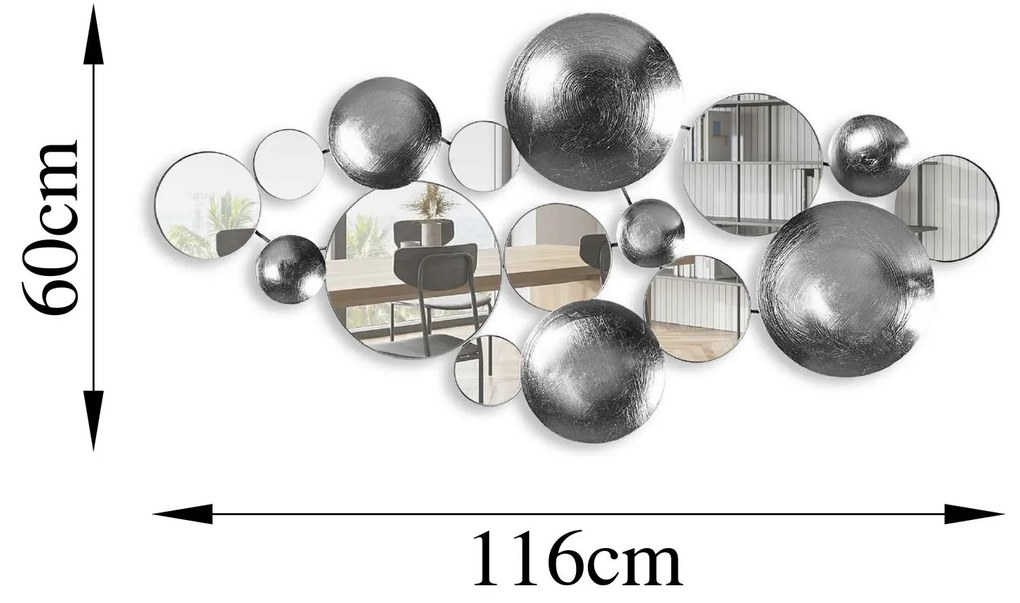 Nástenná kovová dekorácia Infinity 3 strieborná