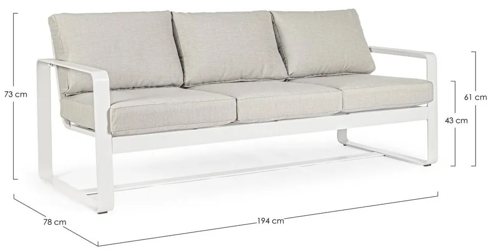 Biela hliníková záhradná pohovka Merrigan – Bizzotto