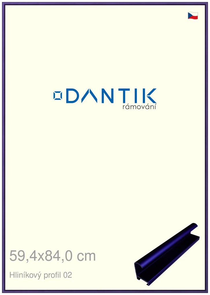 DANTIK rám na obraz 59,4x84 | ALU modrá Azur matná (Plexi Čiré)
