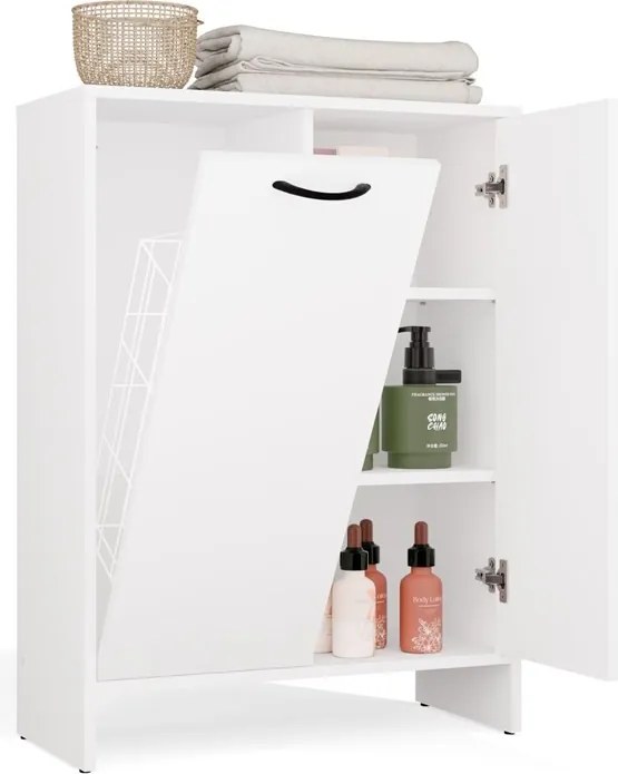 Spodná kúpeľňová skrinka s košom na bielizeň Nina 66 cm biela