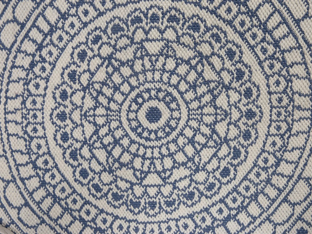 Okrúhly obojstranný vonkajší koberec ⌀ 140 cm modrá/biela YALAK Beliani