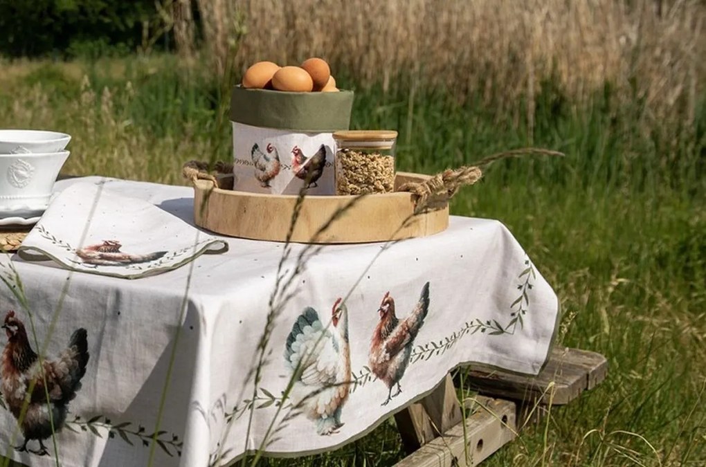 6ks béžové prestieranie so sliepočkami Barnyard Chicken - 48*35 cm