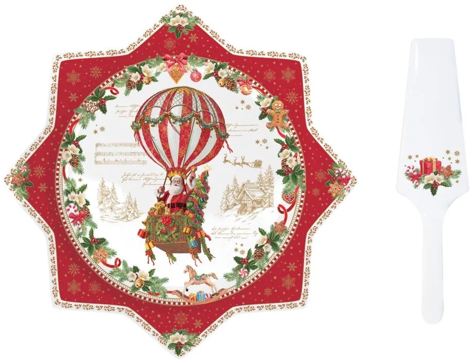 Vianočný podnos na tortu s lopatkou 32cm