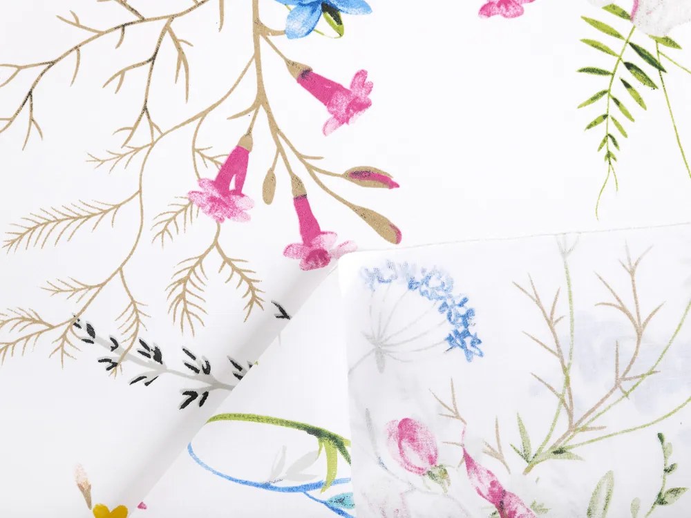 Biante Bavlnený záves Sandra SA-453 Modro-ružové kvety na bielom 150x160 cm