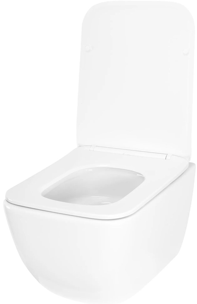 Rea Dexter, závesná WC misa Rimless Tornado 515x365x350 mm + WC sedadlo z duroplastu, biela lesklá, REA-C1278