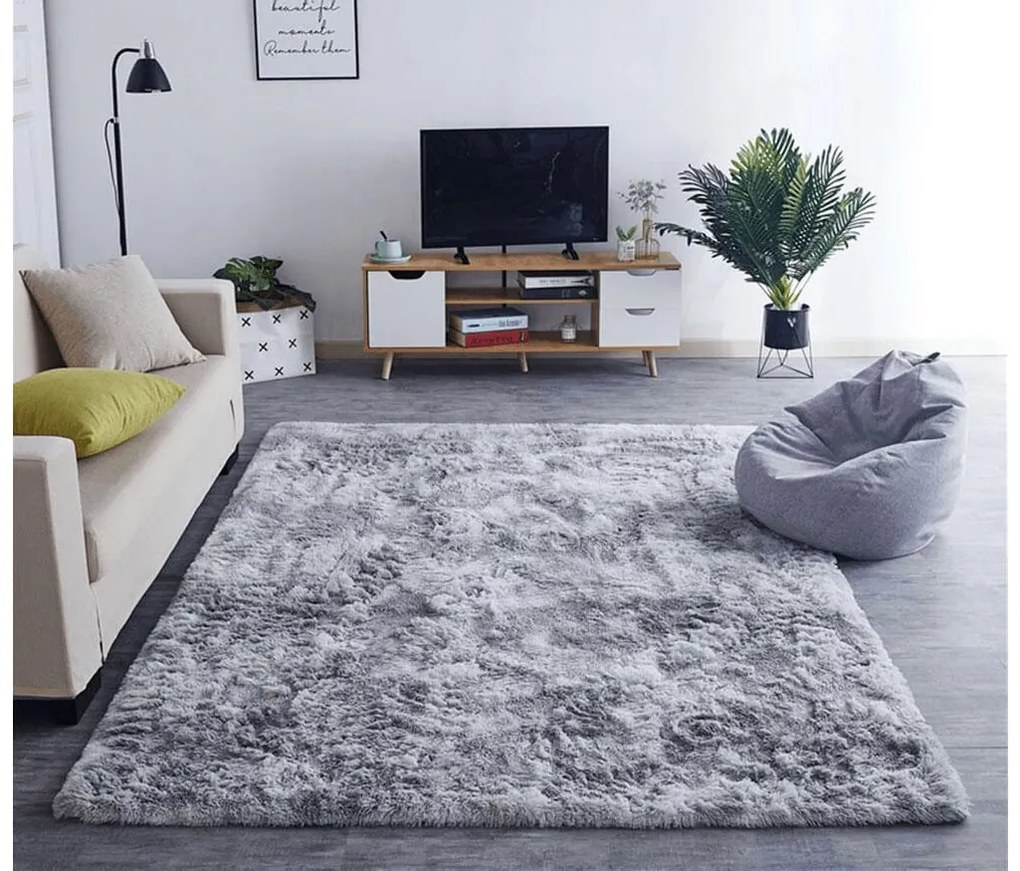 TZ Sivý obdĺžnikový shaggy koberec Ombre Rozmer: 200x200
