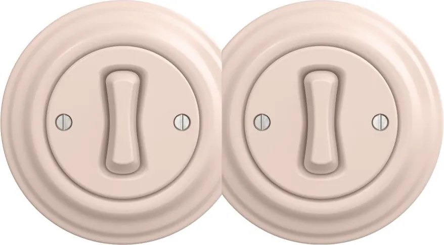 Kliklap - Dvojitý retro jednopólový vypínač s rámikom č. 1, staroružový