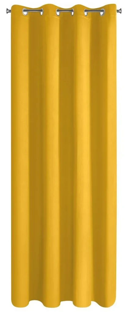 Horčicový zatemňovací záves na krúžkoch PARISA 135x250 cm