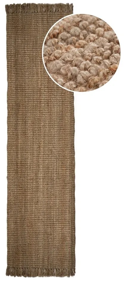 Hnedý jutový behúň Flair Rugs Jute, 60 x 230 cm