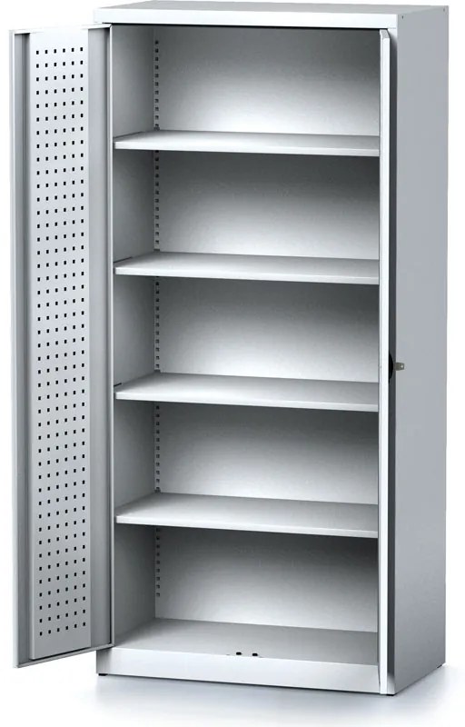 Alfa 3 Policová dielenská skriňa 2-dverová MECHANIC, 4 police, 920 x 500 x 1950 mm, sivé dvere