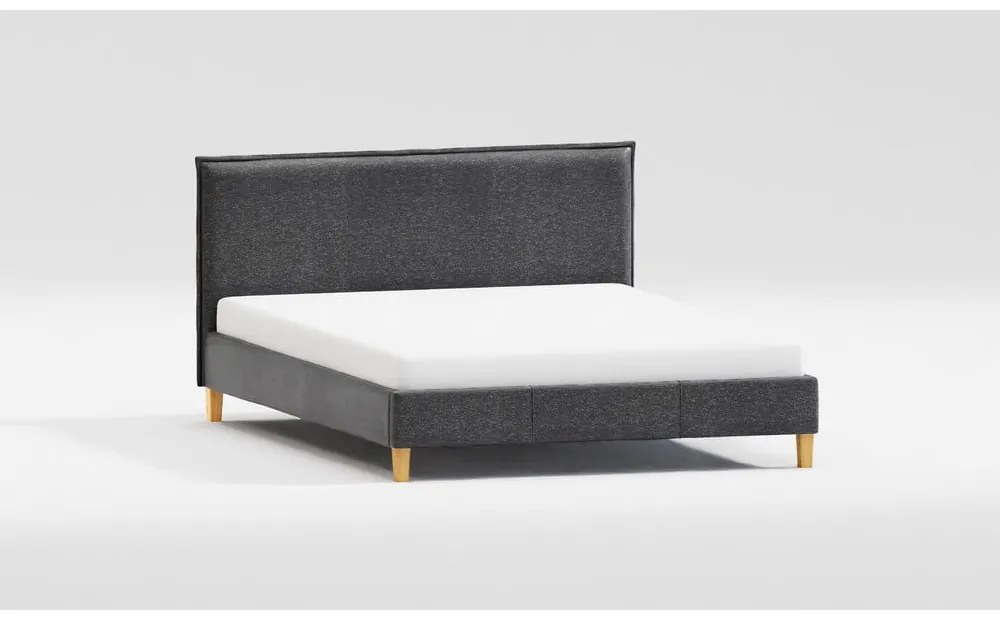 Tmavosivá čalúnená dvojlôžková posteľ s roštom 160x200 cm Tina – Ropez