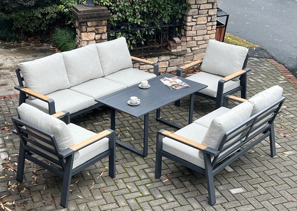 Hliníkový jedálenský nábytok EMOT 7 ALU Farba podušky: Tmavá