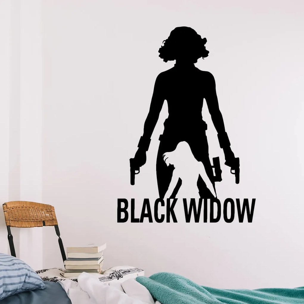 Veselá Stena Samolepka Black Widow silueta Farba: zelená, Veľkosť: 60 x 85 cm