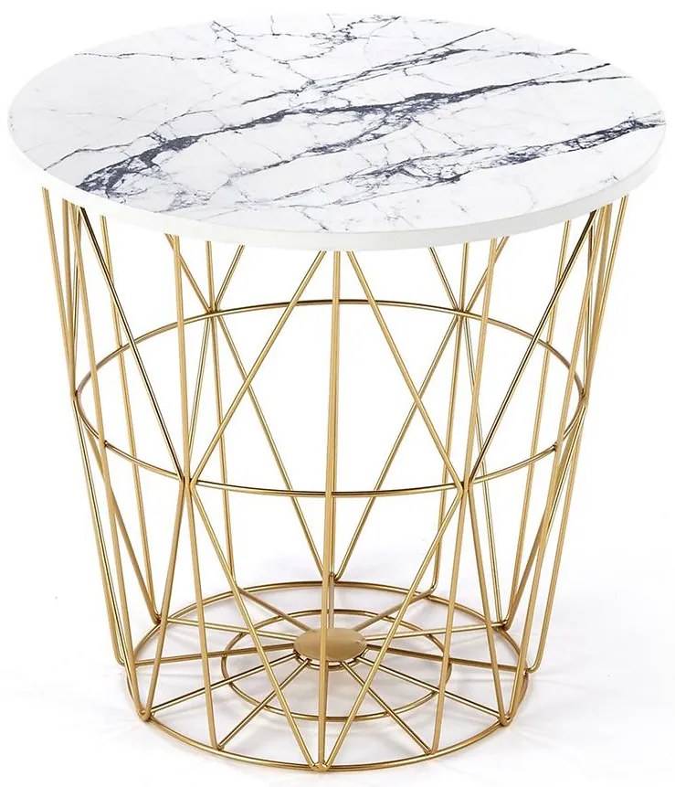 Konferenčný stolík Harissa G biela mramor/zlatá 42
