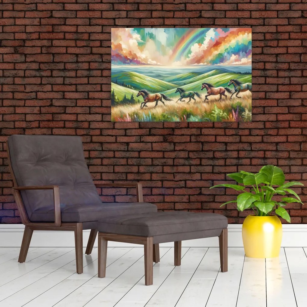 Obraz – Kone cválajúce krajinou (90x60 cm)