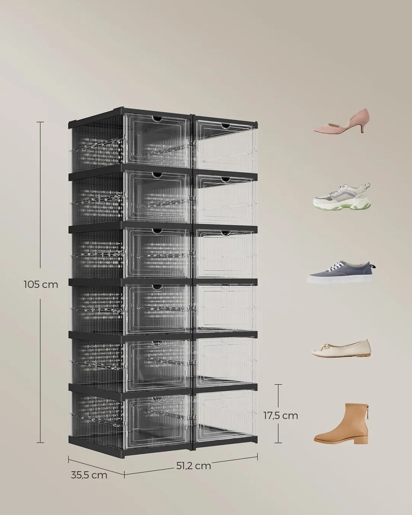 Úložný box Axel, sada 12ks, 35,5x25,6x17,6 cm, čierna