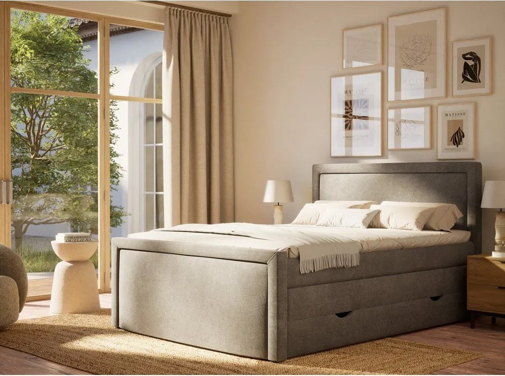 Sivá boxspring posteľ s úložným priestorom 160x200 cm Fresco – Maison de Rêve