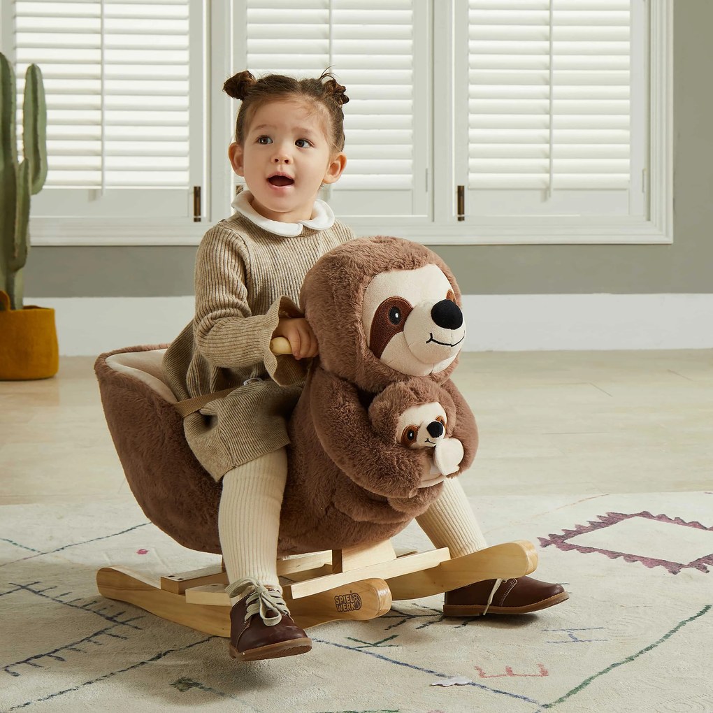 Spielwerk Hojdací leňochod s bezpečnostným pásom, hnedá