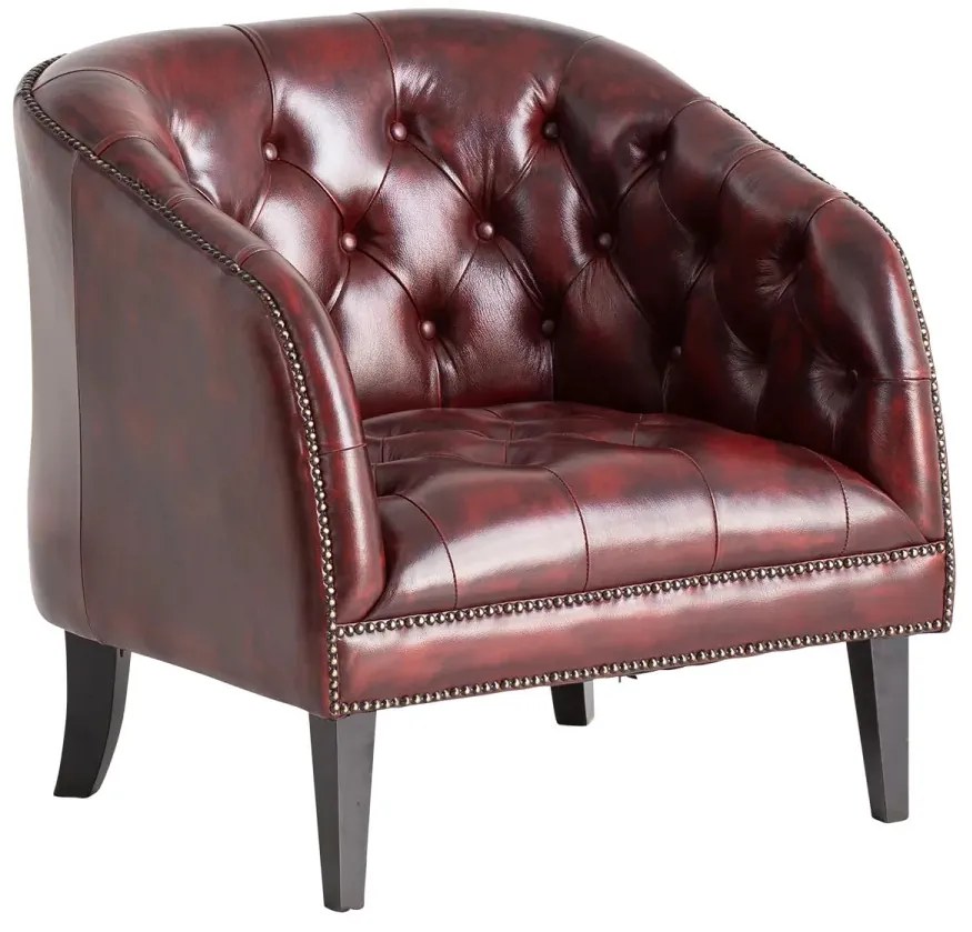 furniture-nabytek.cz - Kreslo Chesterfield Oakland z masívnej pravej kože, červené