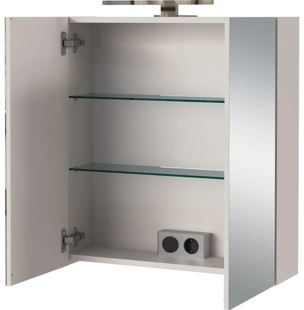 Krémová závesná/so zrkadlom kúpeľňová skrinka 60x71 cm Arcena – Germania