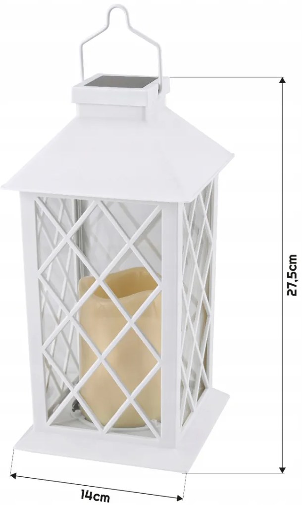 BERGE LED solárny záhradný lampáš biely 2V 35MA